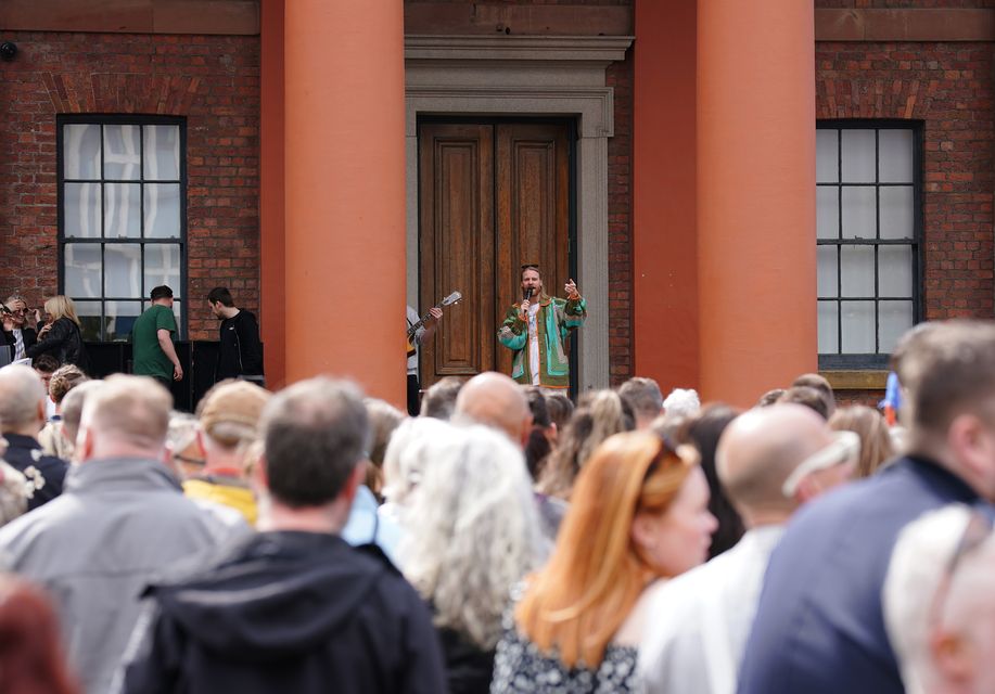 Sam Ryder on the steps of the Albert Dock Traffic Office (Peter Byrne/PA)