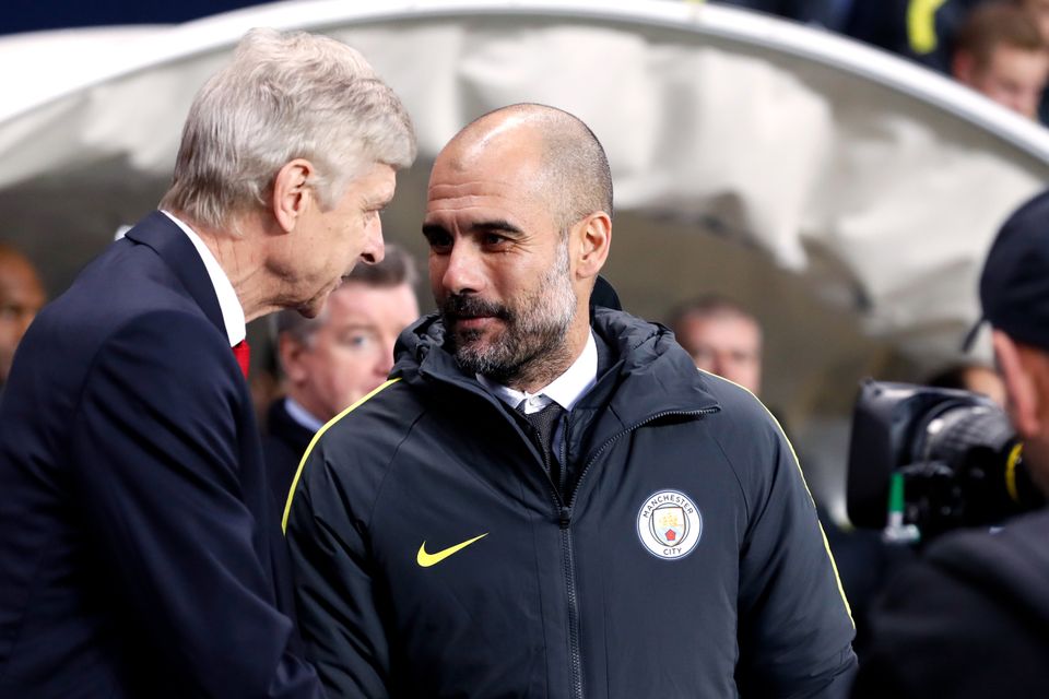 Pep Guardiola, right, has held the upper hand against Arsene Wenger more often than not in meetings between the two