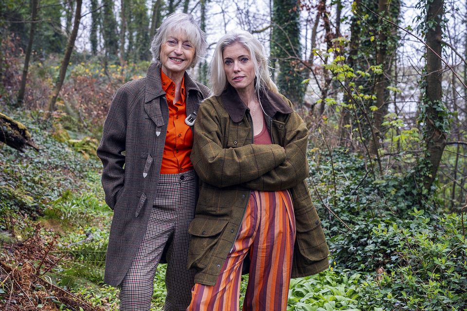 Fashion & Farming founders Mareta Doyle and Ciara Hunt in a woodland Doyle planted near her home in Kinsale, Co Cork. Photo: Clare Keogh