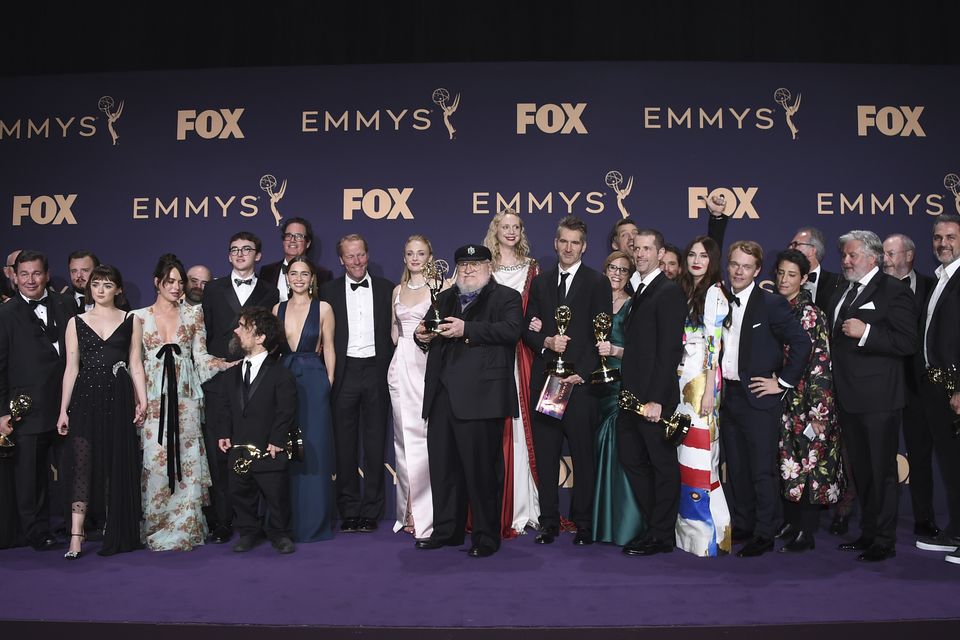 The cast and crew of Game of Thrones after picking up the best drama Emmy (Jordan Strauss/Invision/AP)