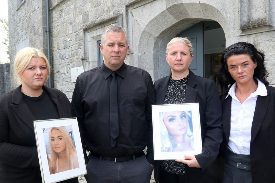 From left, Aoife's sister Kate, parents James and Carol and Aoife's other sister Meagan outside the coroner's court. Photo: Brendan Gleeson