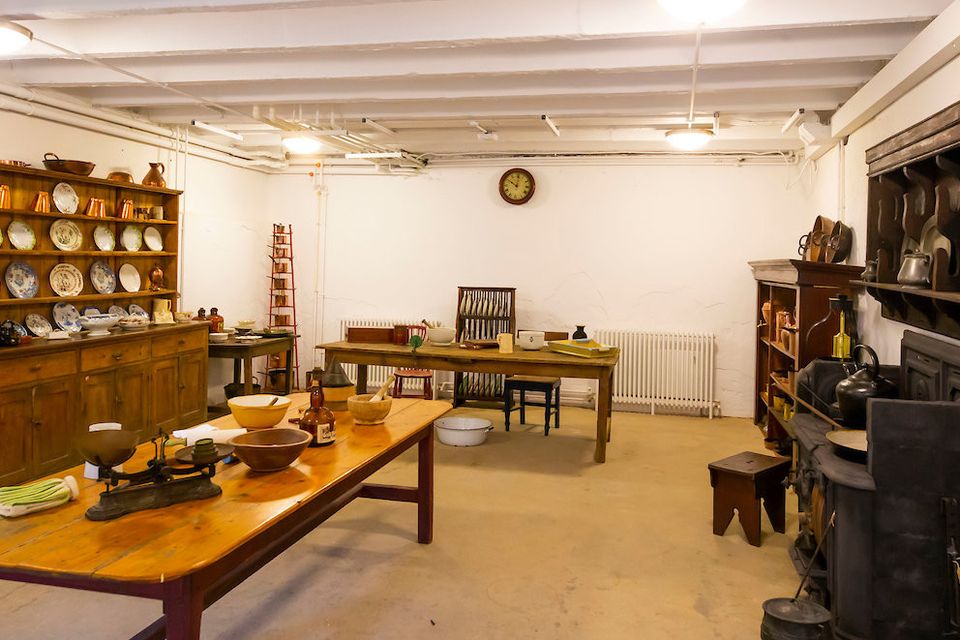 The restored kitchen at basement level is kitted out and ready for action once more
