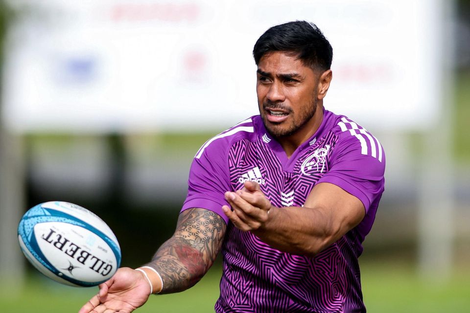 Malakai Fekitoa during a Munster Rugby squad training session at Hamilton RFC in Cape Town