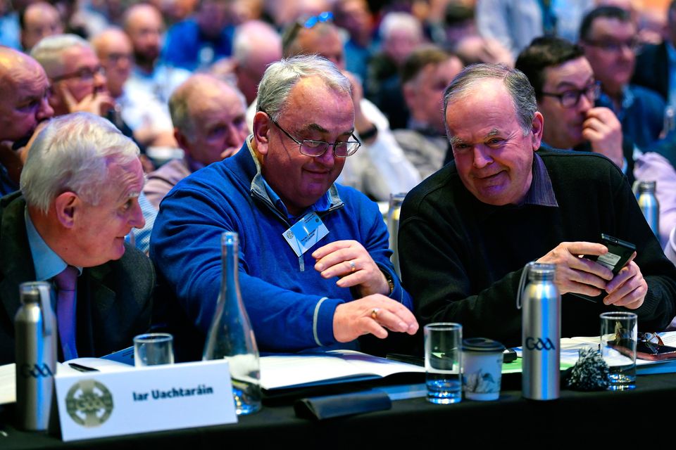 Former GAA presidents Nickey Brennan and Liam O'Neill at GAA Congress in February. Photo: Sportsfile