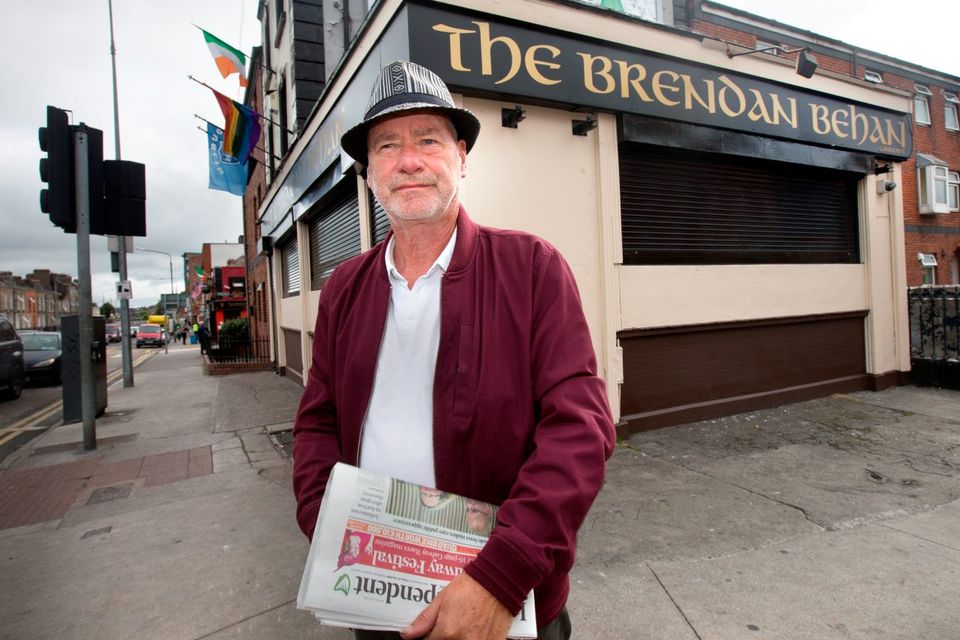 Cheers: Liam Collins outside the Brendan Behan, formerly the Sunset House pub in Summerhill. Photo: Tony Gavin