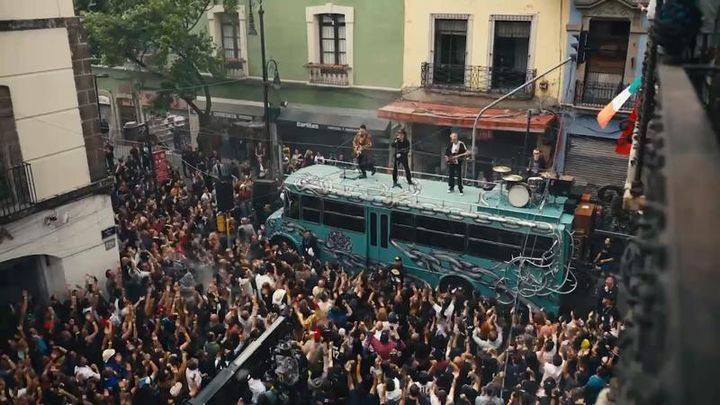 U2 spotted filming new music video on a school bus in streets of Mexico City