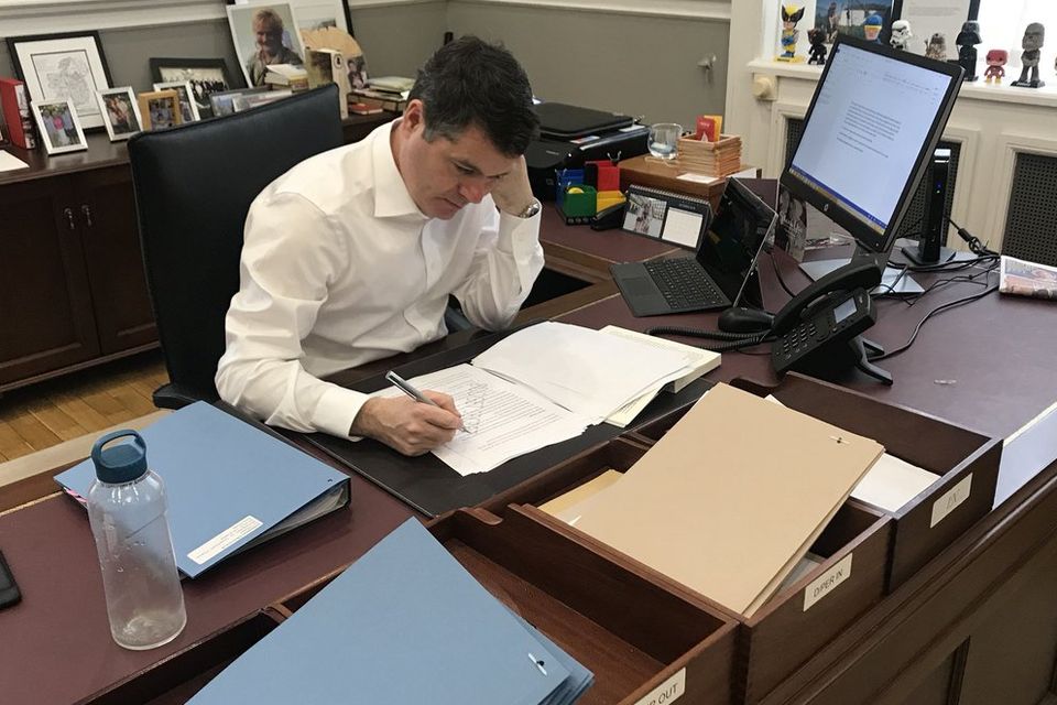 Paschal Donohoe putting the finishing touches to the Budget 2019 speech