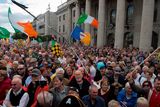 thumbnail: Crowds gather at the GPO in O’Connell Street, Dublin, during a demonstration against water charges organised by the Right2Water campaign