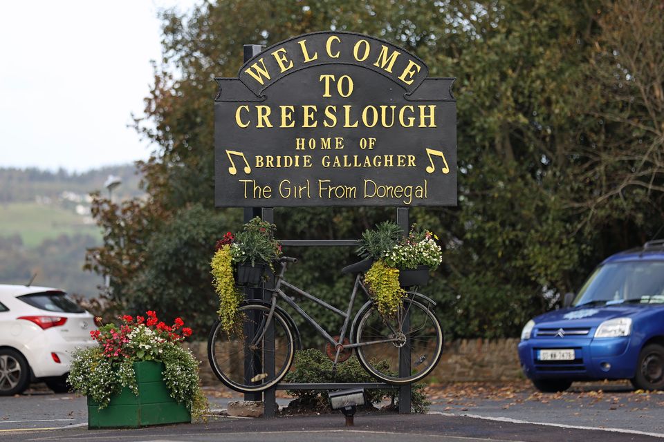 A welcome sign in the village of Creeslough, Co Donegal.  Photo: PA