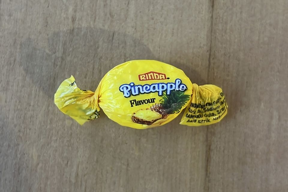 A pineapple-flavored candy filled with a potentially lethal dose of methamphetamine is displayed in Auckland, New Zealand (Shaun Hill/NZ Drug Foundation via AP)