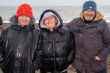 thumbnail: Glen Kelly, Ann Marie Kelly and Alan Bryan at the Festina Lente Charity Swim in Greystones. Photo: Leigh Anderson