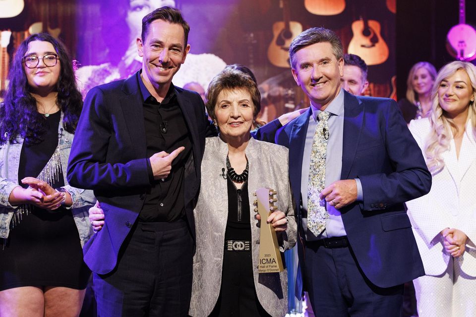 Irish Country Music legend Margo was inducted into the Irish Country Music Hall of Fame on The Late Late Country Music Special pictured with host Ryan Tubridy and her brother Daniel O’Donnell. Picture Andres Poveda