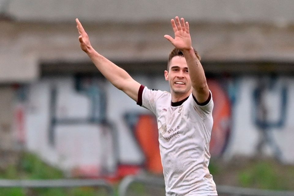Maurice Nugent of Galway United celebrates after scoring his side's goal during their SSE Airtricity Premier Division victory over Bohemians at Dalymount Park. Photo: Ben McShane/Sportsfile