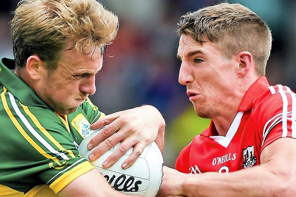Donnchadh Walsh of Kerry, in action against Cork's Aidan Walsh in the Munster GAA Football Senior Championship Final. Picture credit: Diarmuid Greene / SPORTSFILE