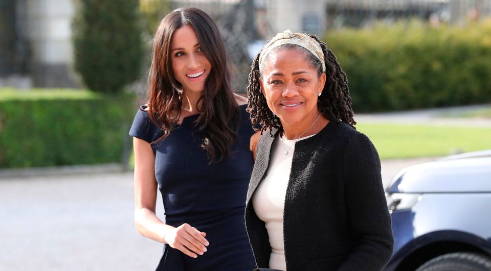 Meghan Markle and her mother, Doria Ragland, arriving at Cliveden House Hotel on the National Trust's Cliveden Estate to spend the night before her wedding to Prince Harry.  Steve Parsons/Pool via REUTERS