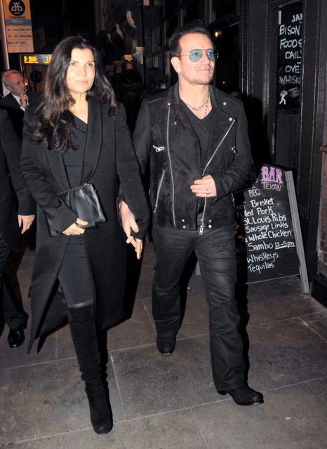 Bono and wife Ali Hewson arriving at the Clarence Hotel with actress and model Lily Cole Photo: John Dardis