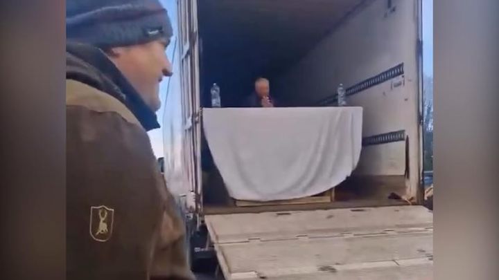 Fuel protestors given some divine inspiration as veteran priest hosts Sunday Mass on back of lorry in the Midlands