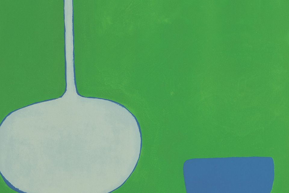 William Scott, Pan and Bowl, Blues on Green, 1970 Screenprint, The Trinity College Dublin Art Collections