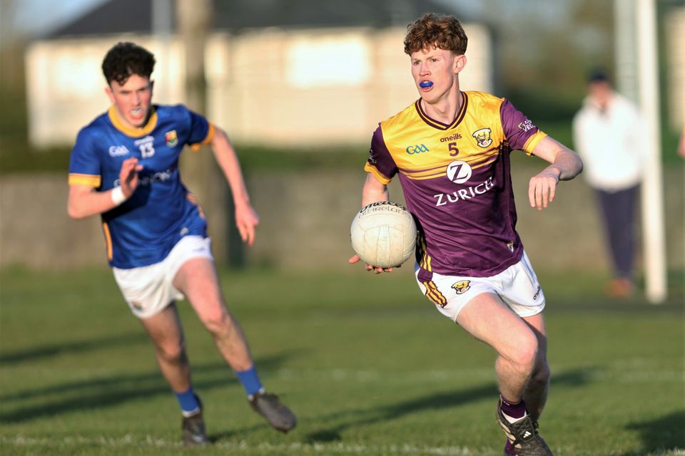 Wexford captain Conor Kelly getting away from Michael Flynn of Longford. Photo: Syl Healy
