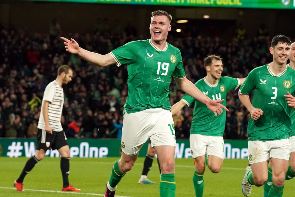 Evan Ferguson scored his first senior goal for the Republic of Ireland against Latvia (Brian Lawless/PA)
