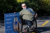 thumbnail: Seamus Reidy from Carrick-on-Shannon at the announcement of the Disabled Drivers Association of Ireland’s campaign for city and county councils to introduce a Text Alert Scheme to enable safe reporting of illegal parking in accessible bays in public places. Photo: Andrew Downes/Xposure