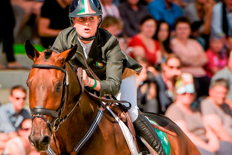 Kildare’s Camilla Speirs and the Traditional Irish Sport Horse Portersize Just a Jiff lead the Irish challenge at the four-star FEI Classics in Pau, France. Photo: Ray McManus / Sportsfile