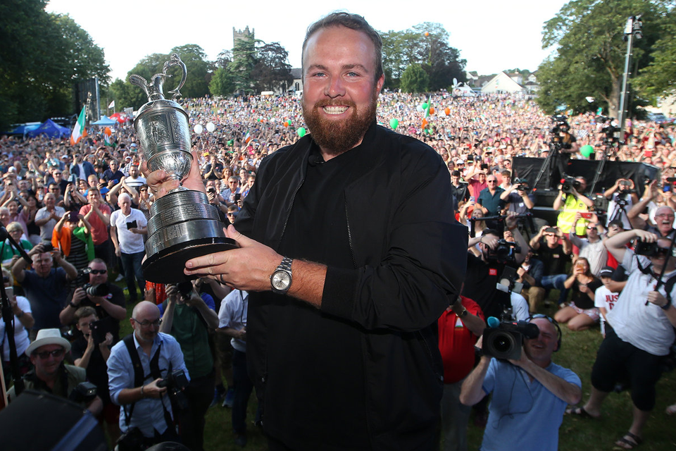 Celebrations: Shane Lowry with crowds at his homecoming. Photos: Steve Humphreys