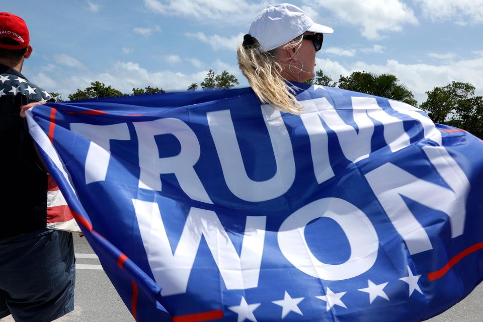 A Donald Trump supporter in Palm Beach, Florida, last Friday. Photo: Alex Wong