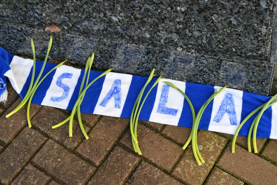 Flowers are left outside Cardiff’s stadium after it emerged that a plane carrying Emiliano Sala went missing (Ben Birchall/PA)