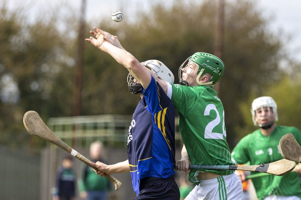 Rory Corrigan of Western Gaels comes under pressure during the IHL game against Arklow Rocks. 