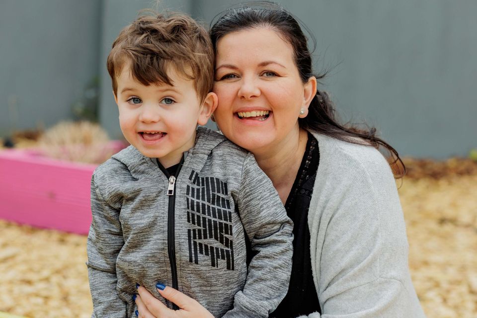 Janice Cawley with her son Oscar, who was recently diagnosed with autism. Photo: James Connolly