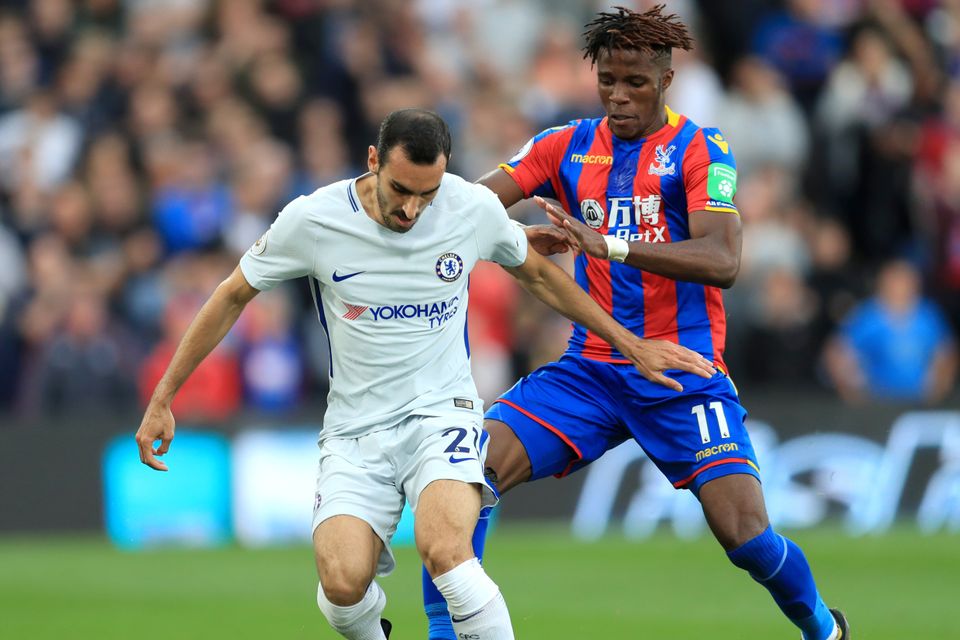 Wilfried Zaha, right, impressed for Crystal Palace against Chelsea