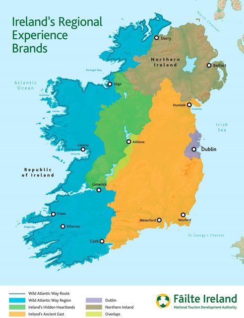 Ireland's regional experience tourism brands. Source: Fáílte Ireland