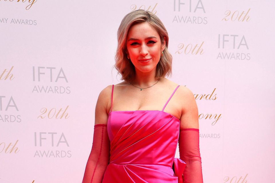 Danielle Galligan on the red carpet ahead of the 20th Irish Film and Television Academy (IFTA) Awards ceremony at the Dublin Royal Convention Centre. Photo: Damien Eagers/PA Wire