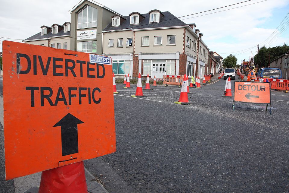 Road works at the roundabout at the bottom of Clonattin road, Gorey. Pic: Jim Campbell