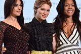 thumbnail: Italian actress Monica Bellucci (L), French actress Lea Seydoux (C) and British actress Naomi Harris (R) pose during an event to launch the 24th James Bond film 'Spectre' at Pinewood Studios at Iver Heath in Buckinghamshire, west of London, on December 4, 2014. French actress Lea Seydoux and Italian star Monica Bellucci will star alongside Britain's Daniel Craig in the new James Bond film 'Spectre', the producers said on December 4 at the historic Pinewood Studios. AFP PHOTO / BEN STANSALL        (Photo credit should read BEN STANSALL/AFP/Getty Images)