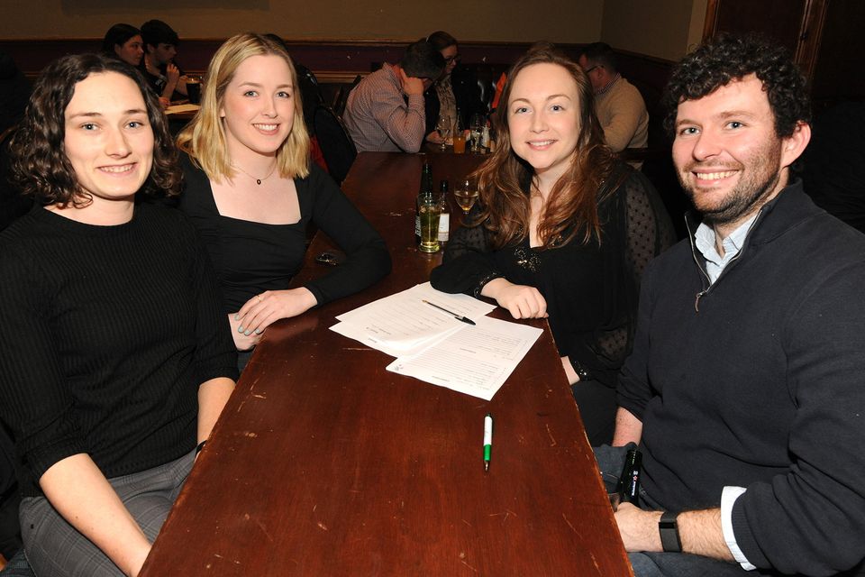 Joanne Byrne, Aoife Browne, Clara and Darragh McDonald attended the table quiz in aid of the Gorey Community School Theatre and Dininghall fund in the Loch Garman Arms Hotel on Wednesday evening. Pic: Jim Campbell