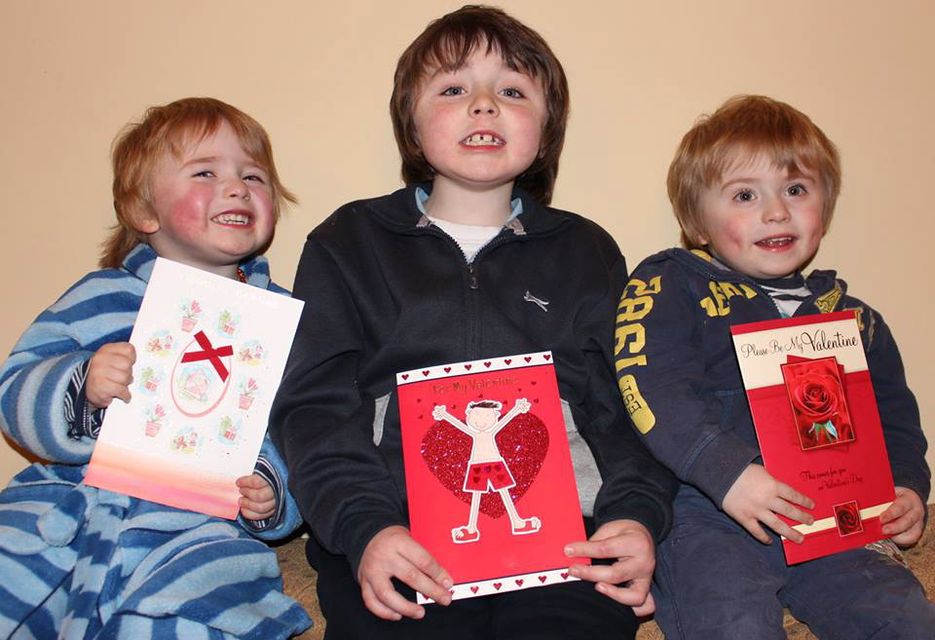 Archie (8) (centre) with twin brothers George & Isaac Naughton (3) - all the boys have been diagnosed Duchennes Muscular Dystrophy (DMD)