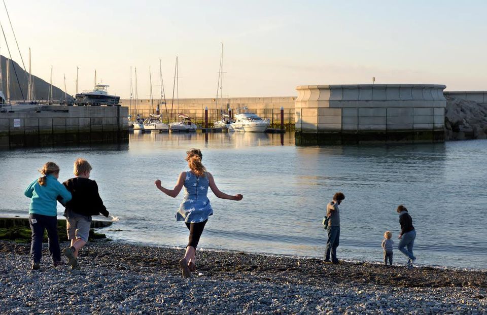 Children playing at the harbour