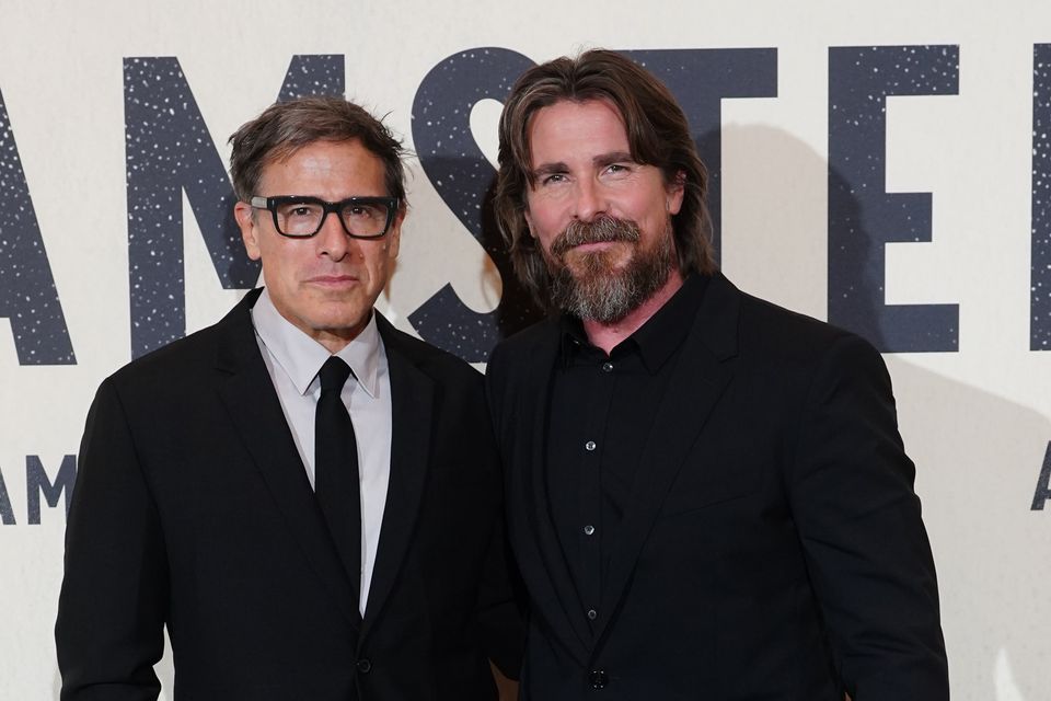 David O Russell and Christian Bale attend the European premiere of Amsterdam at the Odeon Luxe Leicester Square, London. (Ian West/PA)