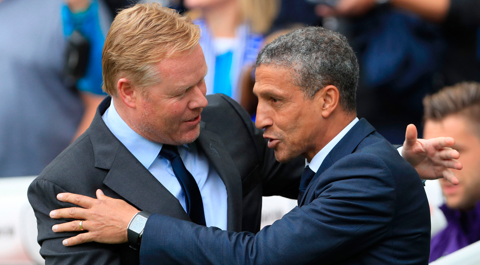 Everton manager Ronald Koeman (left) and Brighton & Hove Albion manager Chris Hughton. Photo: PA