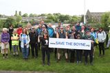thumbnail: Walkers gathered in St. Dominicâ€™s Park in Drogheda ahead of their walk to Navan as part of the Save The Boyne campaign.