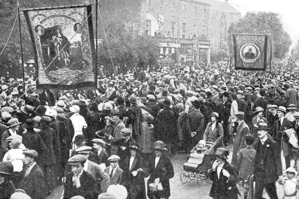 The annual procession of the Orangemen in Belfast in 1922, a year after partition