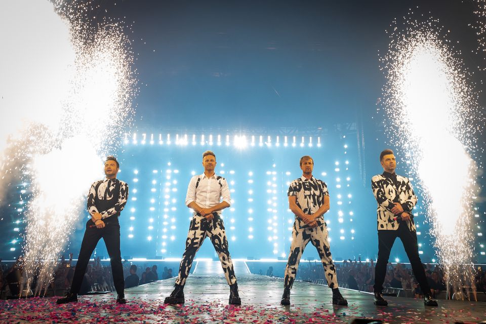 Westlife on stage at Wembley Stadium, London, during their sell-out show at the venue in 2022 (Aaron Chown/PA)