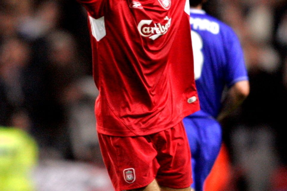 File photo dated 03-05-2005 of Liverpool's Steven Gerrard celebrates defeating Chelsea. PRESS ASSOCIATION Photo. Issue date: Friday May 15, 2015. Steven Gerrard season by season. See PA story SOCCER Season by Season. Photo credit should read Phil Noble/PA Wire.