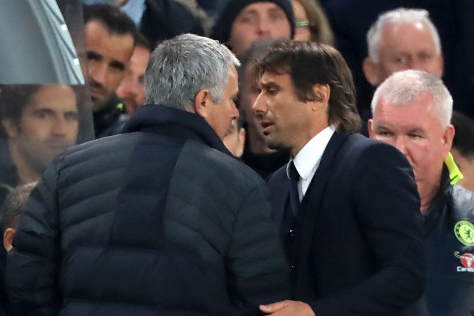 Manchester United manager Jose Mourinho (left) and Chelsea manager Antonio Conte shared some feisty exchanges on the touchline last season