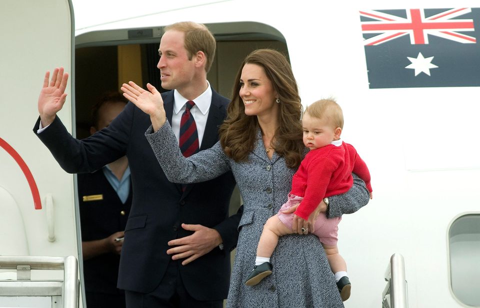 Prince William, Kate Middleton and Prince George depart Canberra on the Royal Australian Air Force aircraft to transfer to an international commercial flight to London during the eighteenth day of their official tour to New Zealand and Australia. Anthony Devlin/PA Wire