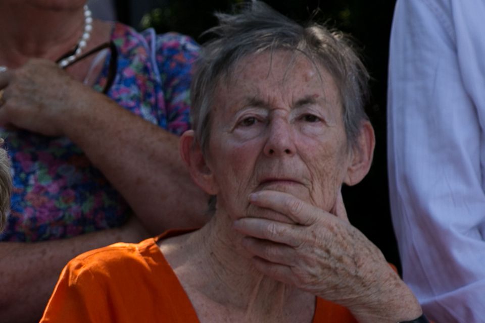 Mary Banotti, grand-niece of Michael Collins, during a wreath laying ceremony at the graves of General Michael Collins, President Arthur Griffith and Treaty signatory Eamonn Duggan Photo: Gareth Chaney/Collins Photos