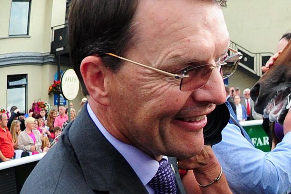 Trainer Aidan O'Brien after winning the Darley Irish Oaks on Bracelet during Darley Irish Oaks Day at Curragh Racecourse, County Kildare. Picture: Pat Healy/PA Wire.