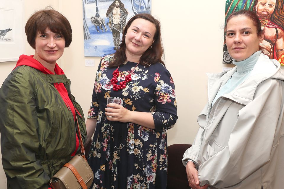 Irena, Daria and Olga at the Millmount art exhibition.